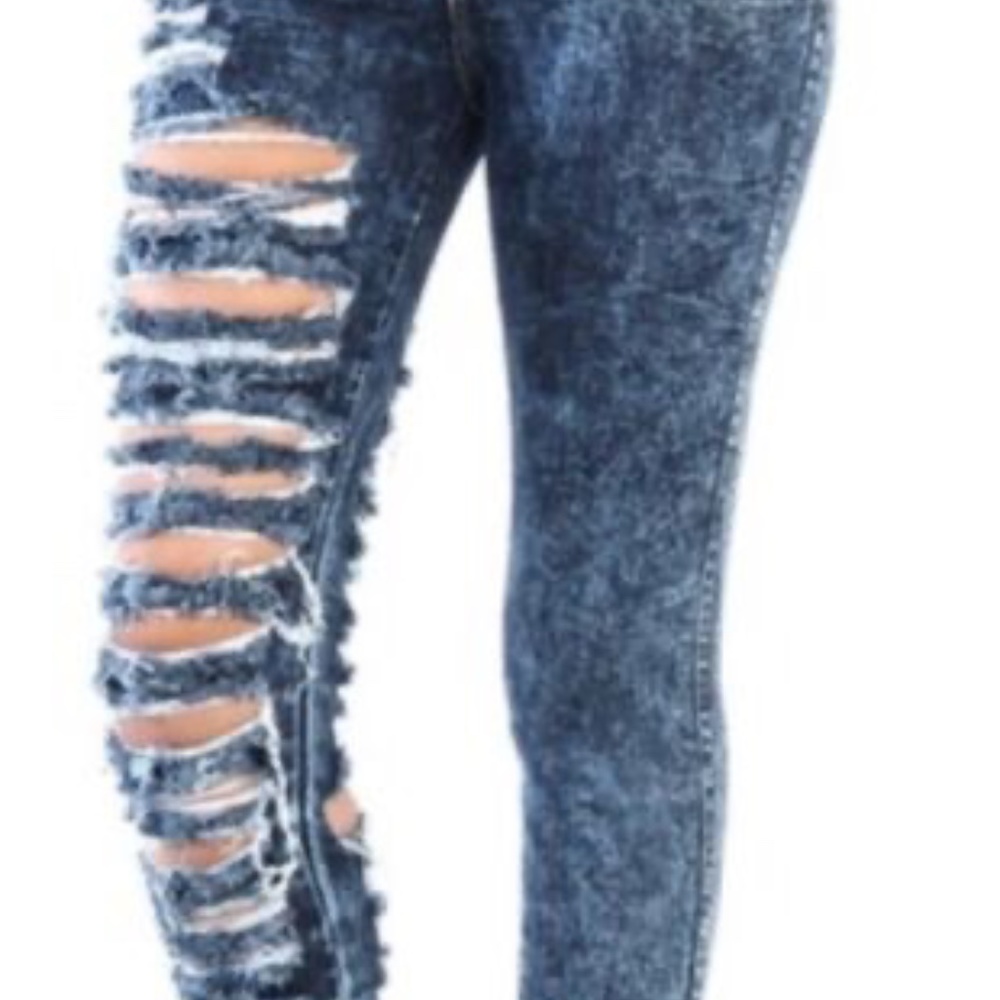 Vibrant M.I.U. distressed skinny acid washed jeans